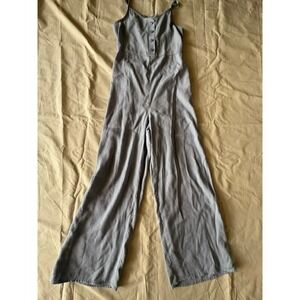 H&M Girls Size 8/9 Y Gray Jumpsuit Wide Leg Button Front Pants Sleeveless Romper